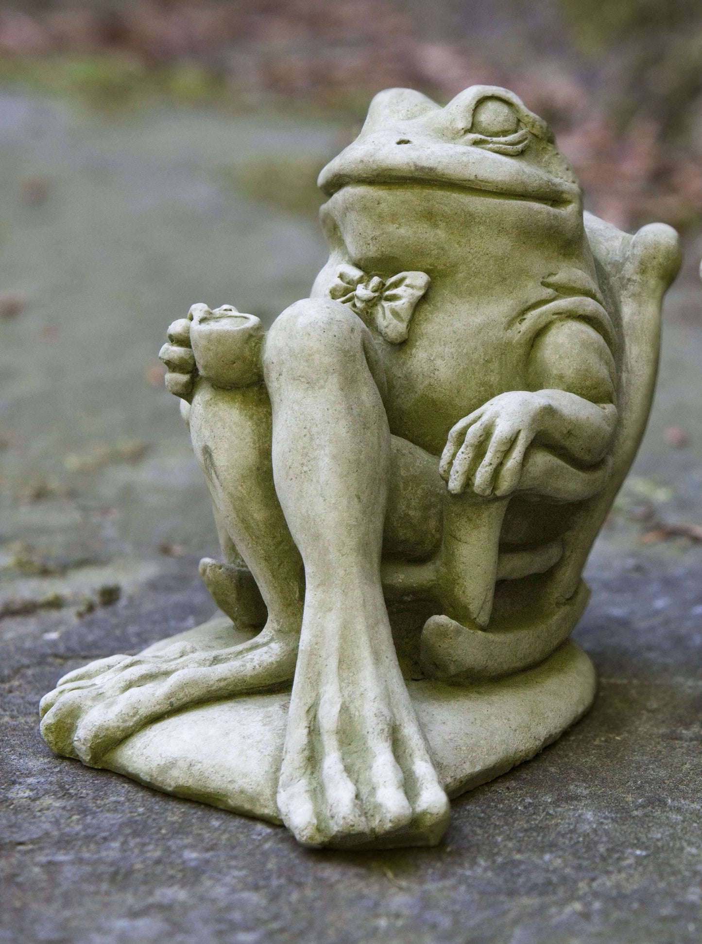 Campania International Coffee Frog Statue - Grey Stone