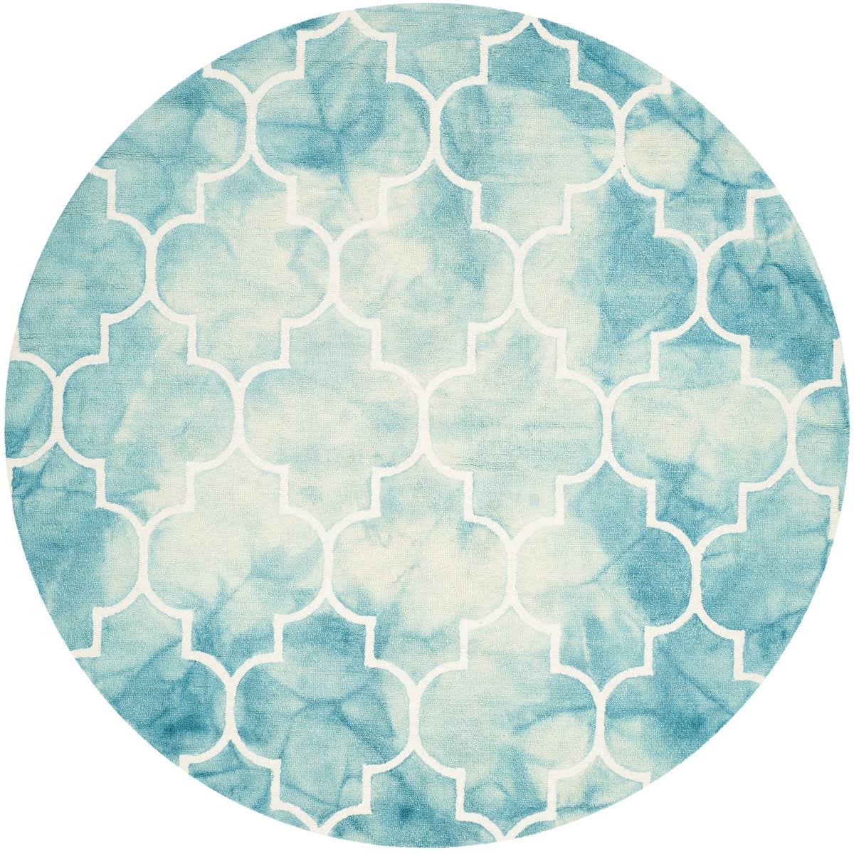 Safavieh 7 x 7 Round Dip Dye DDY535D Turquoise / Ivory Rug