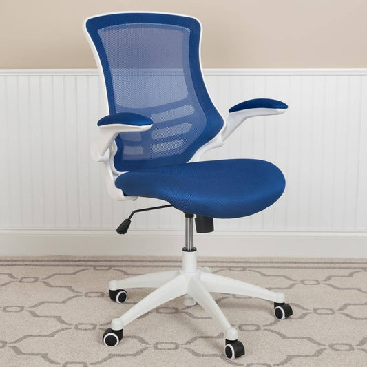 Carnegy Avenue Blue Mesh Mid-Back Desk Chair, Blue Mesh/White Frame