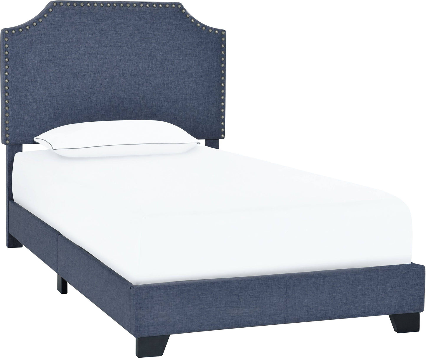 Twin Upholstered Bed in Denim Blue Fabric