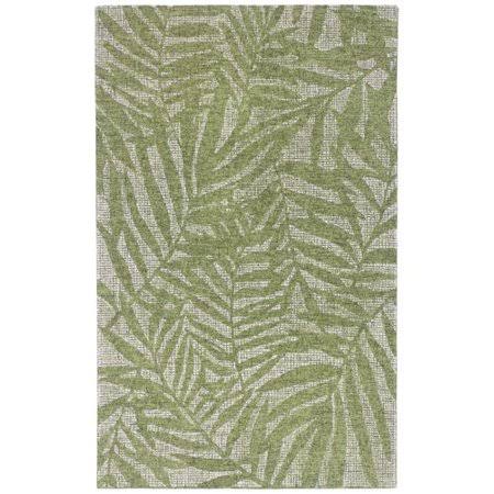 Bay Isle Home Claremont Olive Branches Hand-Woven Wool Green Area Rug, Size: Rectangle 35 inch x 55 inch