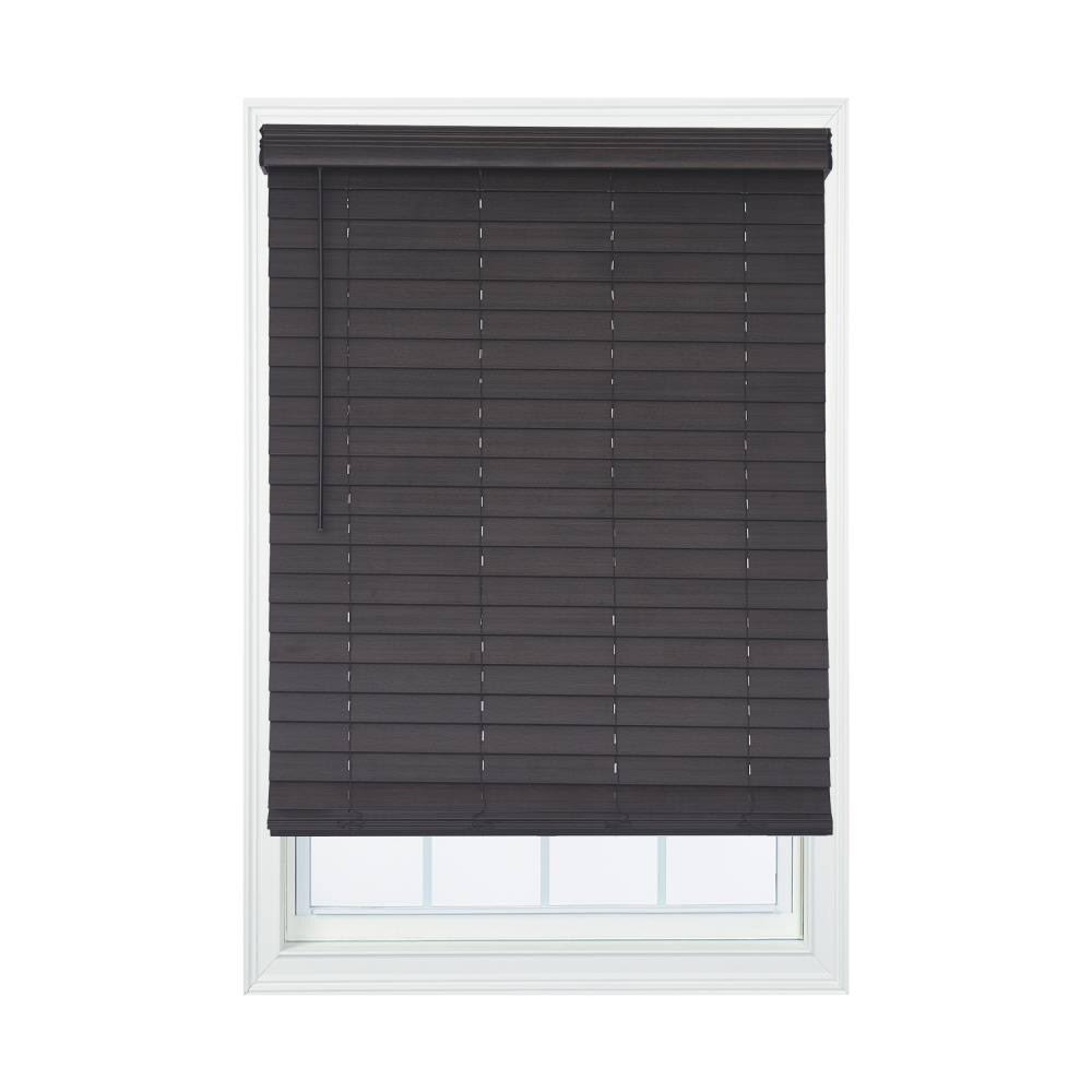 Allen + Roth 2.5-in Slat Width 42.5-in x 72-in Cordless Walnut Faux Wood Room Darkening Horizontal Blinds in Brown | DFHSD4872-4