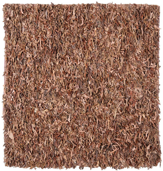 Safavieh Leather Shag Area Rug, Brown  6-ft Square