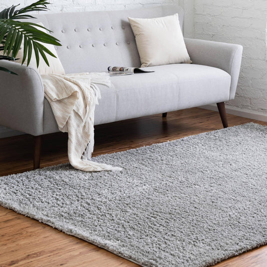 Soft Solid Shag Cloud Gray 4x6 Area Rug