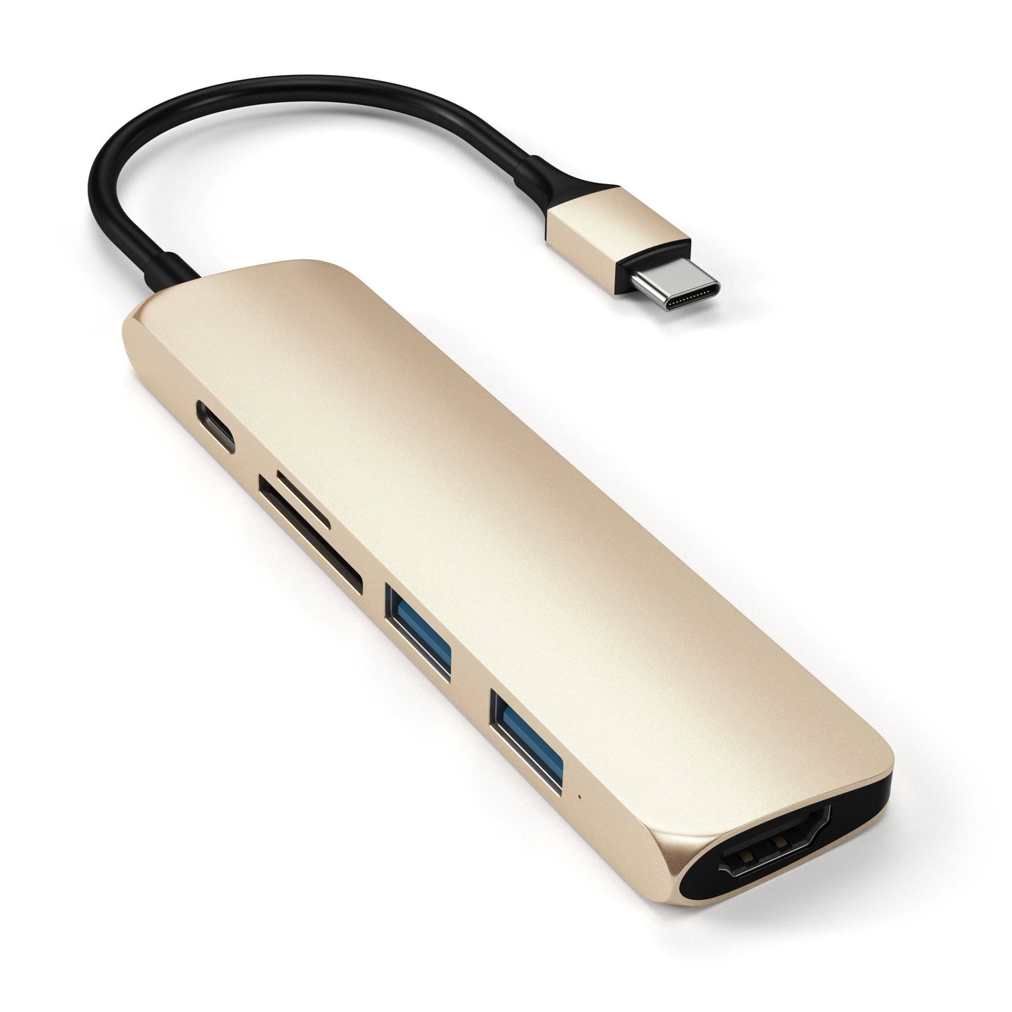 Satechi Slim Aluminum Type-C Multi-Port Adapter V2 - Docking Station - USB-C - HDMI, Gold