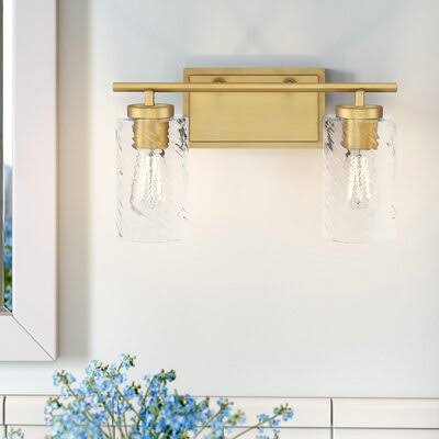 Pena 2-Light Dimmable Vanity Light Andover Mills Finish Natural Brass