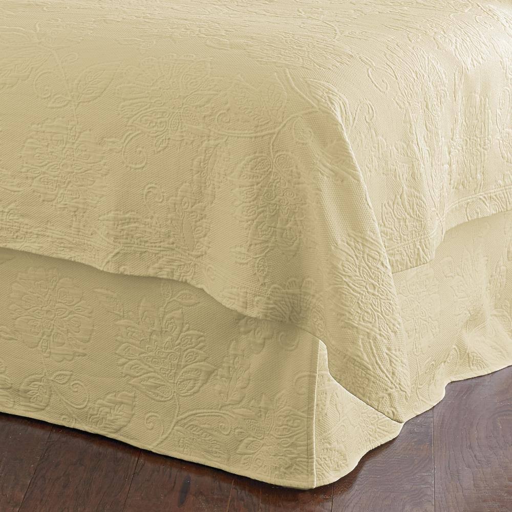 The Company Store Putnam Matelasse 14 in. Wheat Cotton Full Bed Skirt