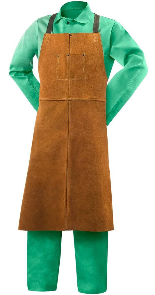 Steiner 92166 Bib Apron, Weld-Rite Premium Brown Split Cowhide, 24-Inch x 42-Inch