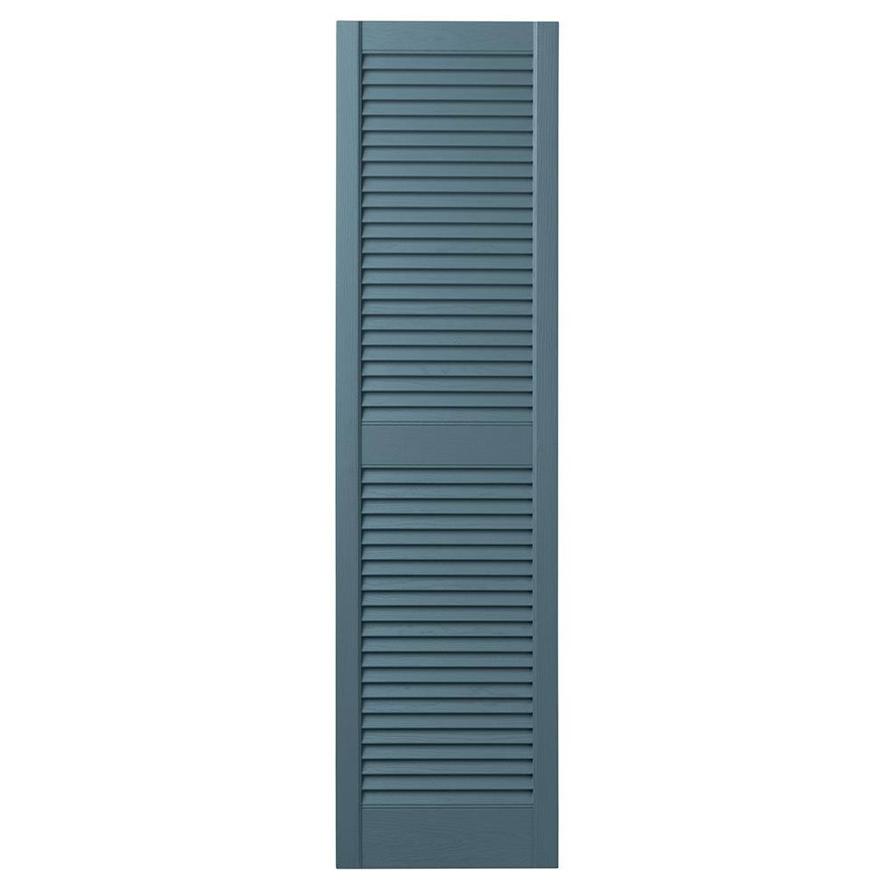 Ply Gem 15 in. x 63 in. Open Louvered Polypropylene Shutters Pair in Coastal Blue