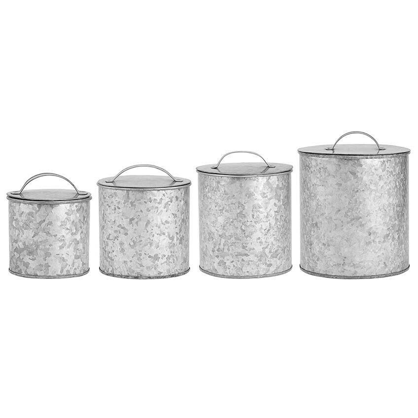 Amici Home 30-56-102 156 oz Set of 4 Newport Metal Storage Canisters Galvanized Silver