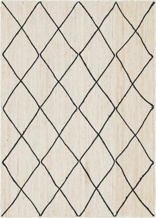 Unique Loom Braided Trellis Jute Rug, White, 3x5 ft