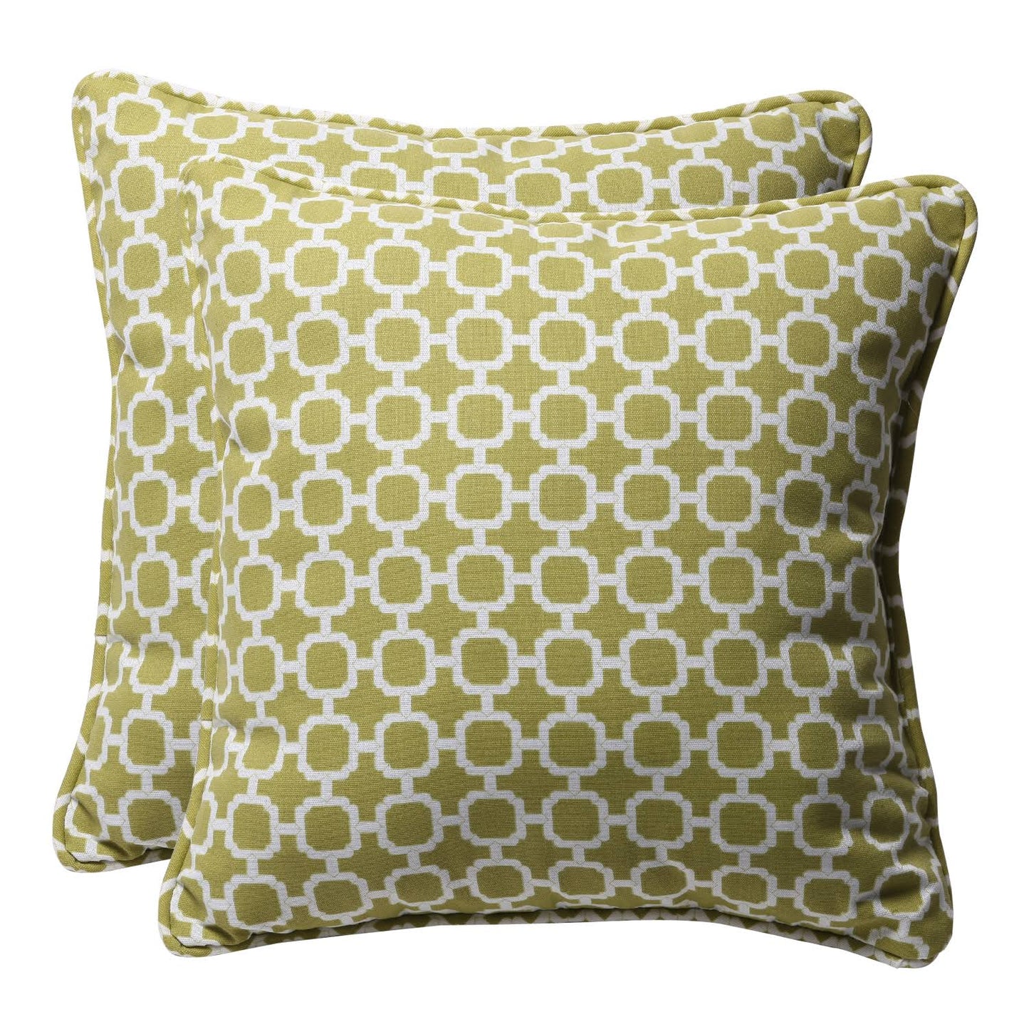 CC Outdoor Living Set of 2 Eco-Friendly Recycled Lime Mosaic Square Outdoor Throw Pillows 18.5