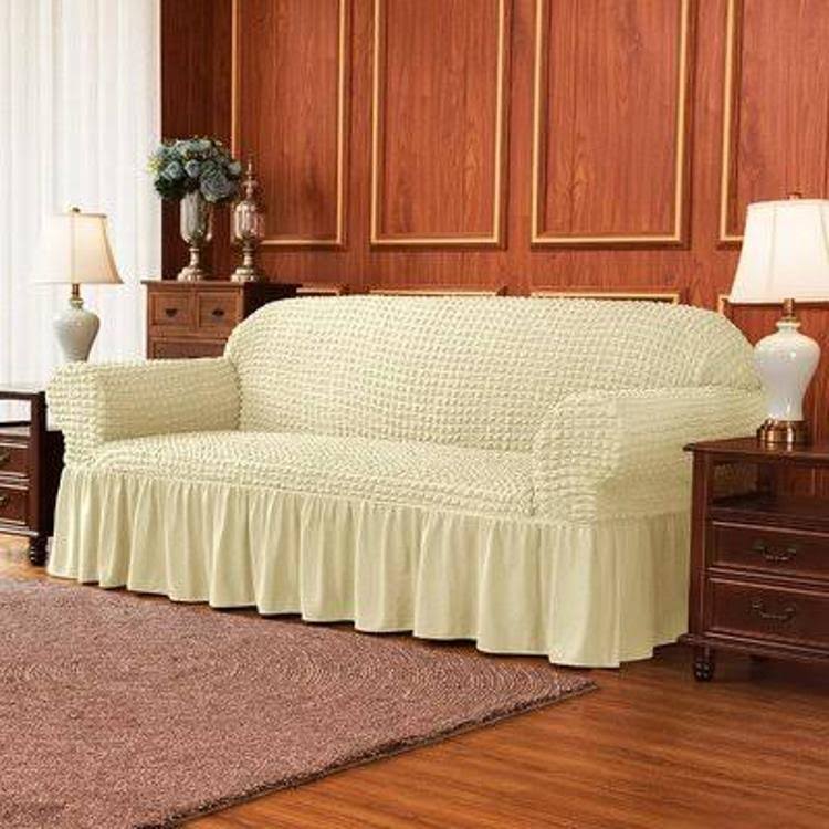 Ruffle Skirt Country Style Box Cushion Loveseat Slipcover. Winston Porter Color Light Yellow