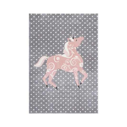 Safavieh Carousel Kids Unicorn Rug, Grey/Ivory/Pink, 53 inchx76 inch, Size  53 inch x 76 inch