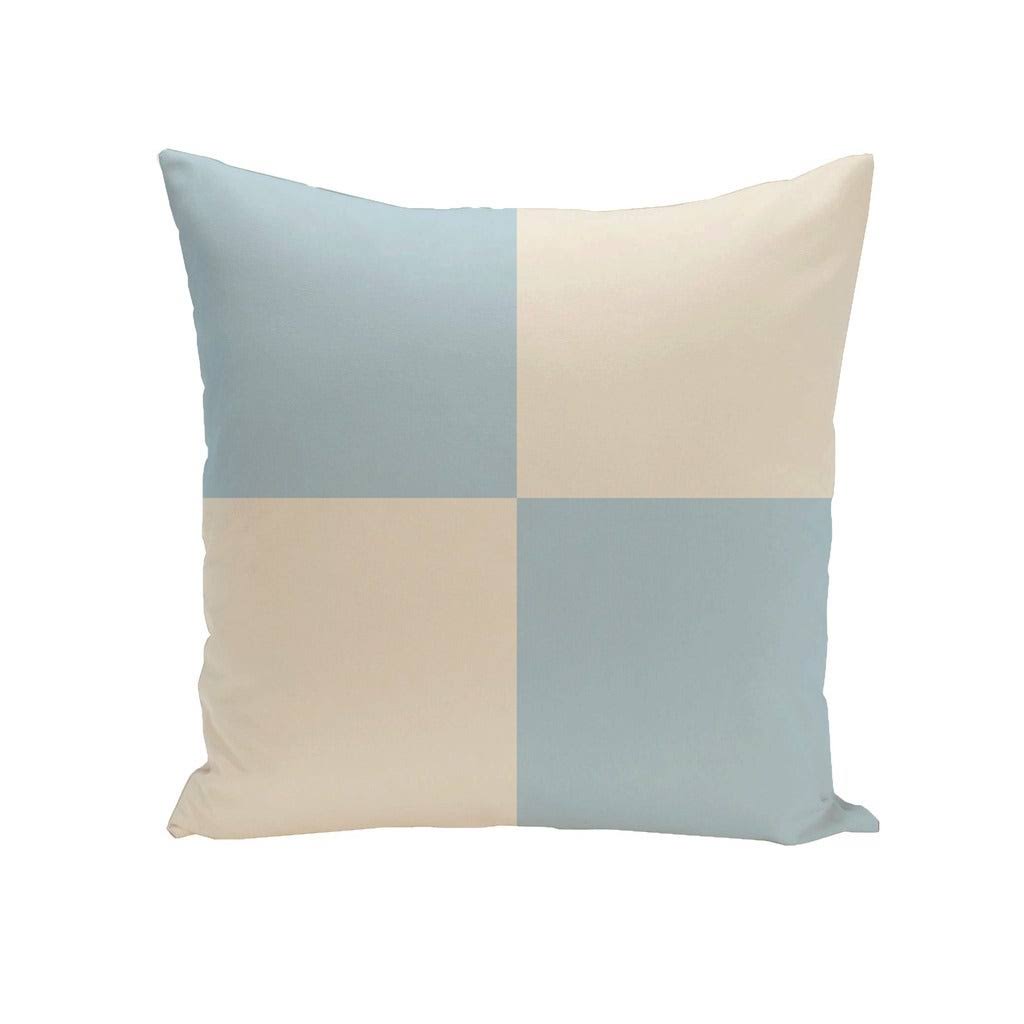 Decorative Outdoor Checkered Print 20-inch Pillow - Teal