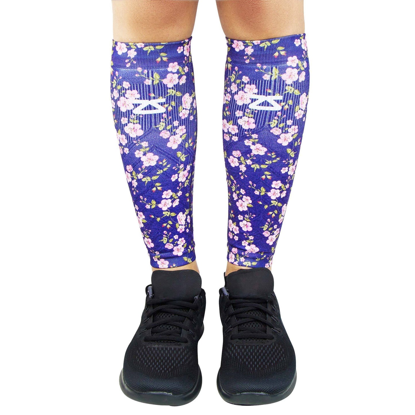 Cherry Blossoms Compression Leg Sleeves S/M / Navy, Size: Small/Medium, Blue