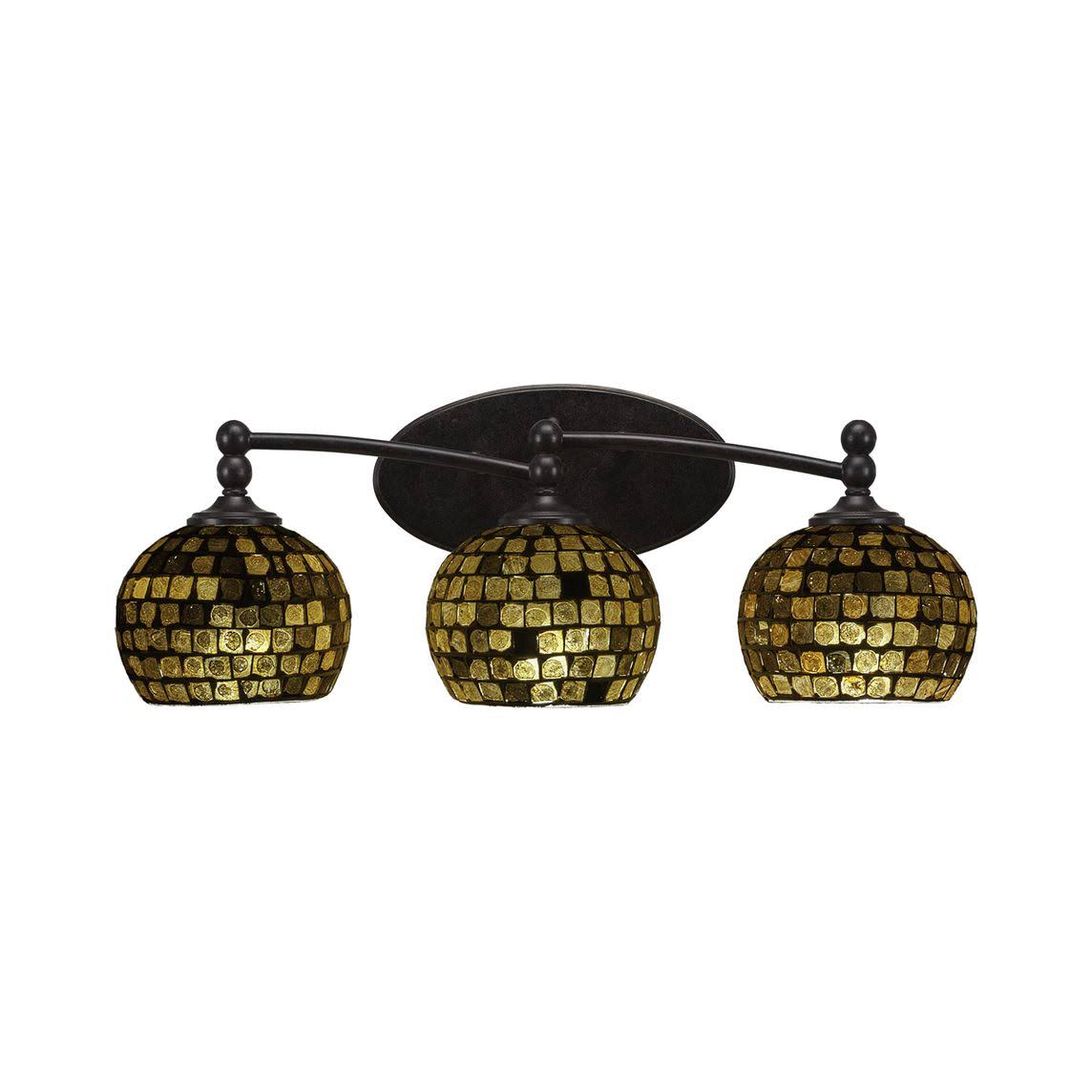 Toltec Lighting-593-DG-402-Capri - Three Light Bath Bar Dark Granite Finish with Copper Mosaic Glass