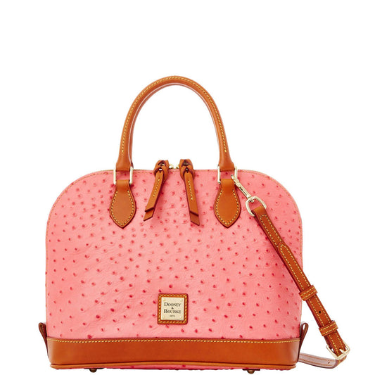 Dooney Bourke Ostrich Zip Zip Satchel Hot Pink