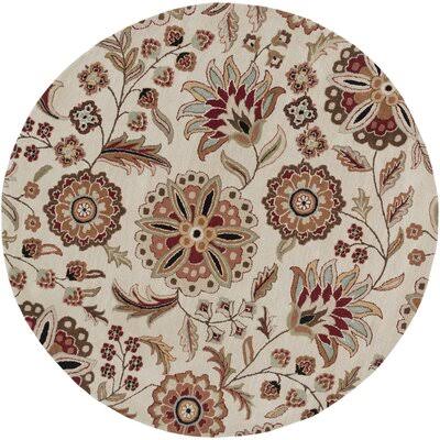 Zayd Floral Handmade Tufted Wool Multicolor Area Rug Three Posts Rug Size  Round 99