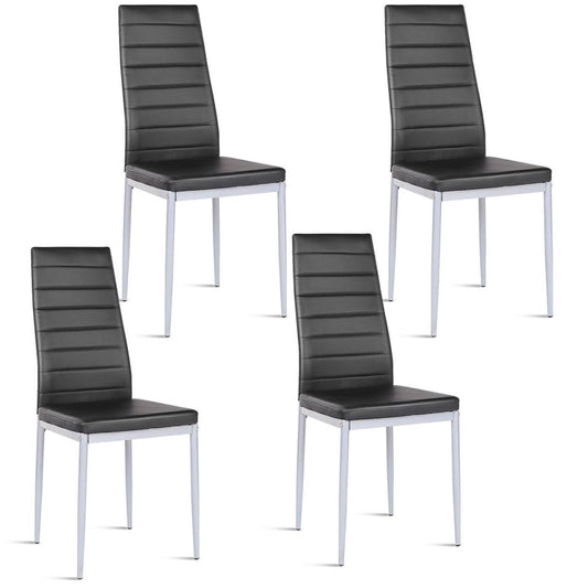 Costway Set of 4 PU Leather Dining Side Chairs Elegant Design Home Furniture Black