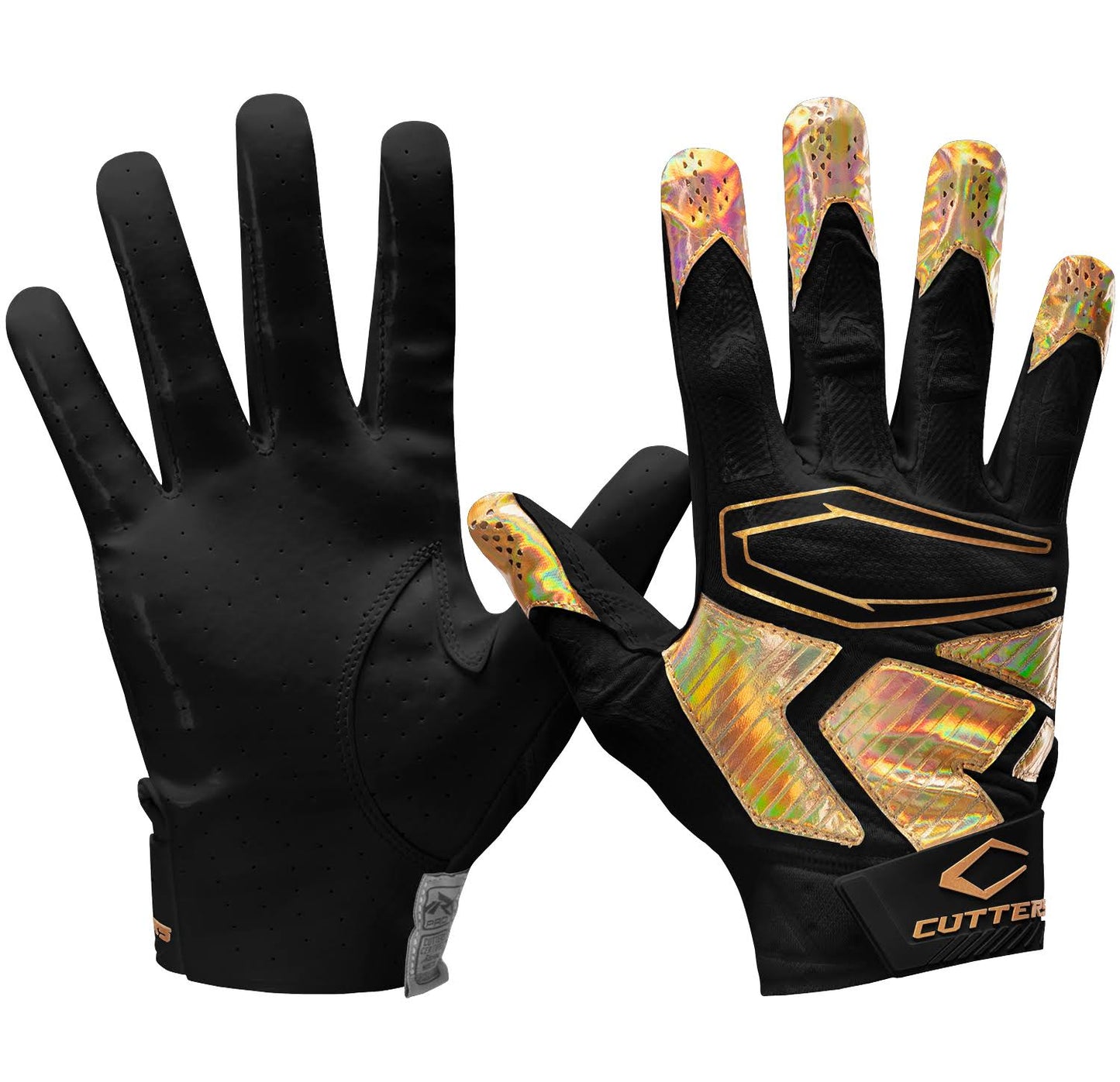 Cutters Rev Pro 4.0 Football Receiver Gloves, XL / Black/Gold