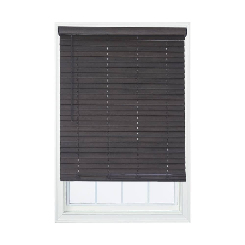 Allen + Roth 2-in Slat Width 48.75-in x 72-in Cordless Walnut Faux Wood Room Darkening Horizontal Blinds in Brown | DFWDD5472-48