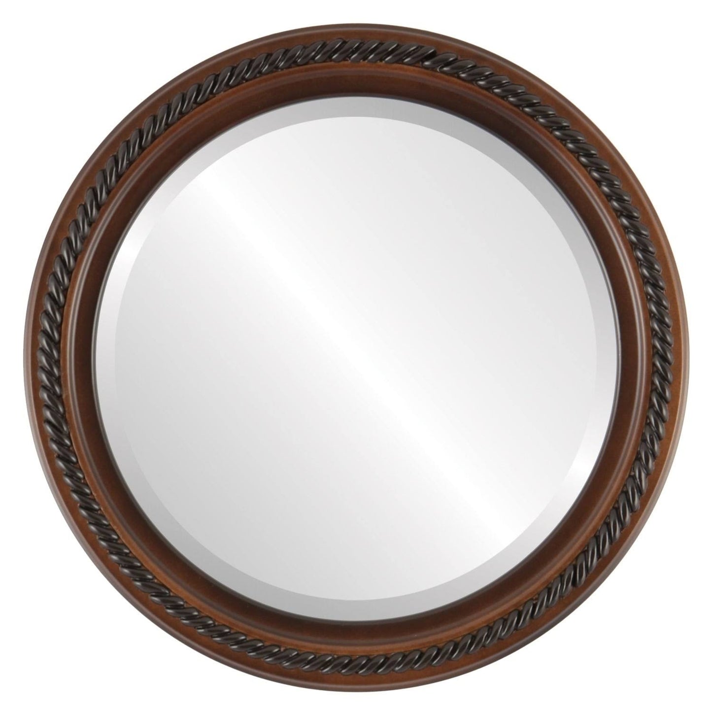 Santa Fe Framed Round Mirror in Walnut - 26x26