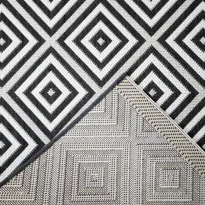 Ammons Geometric Black/White Indoor / Outdoor Area Rug Wrought Studio Rug Size  Runner 2 x 6