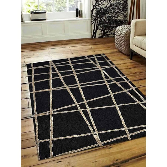 Rugsource Black Indian Hand Tufted Wool Solid Indoor Oriental Area Rug