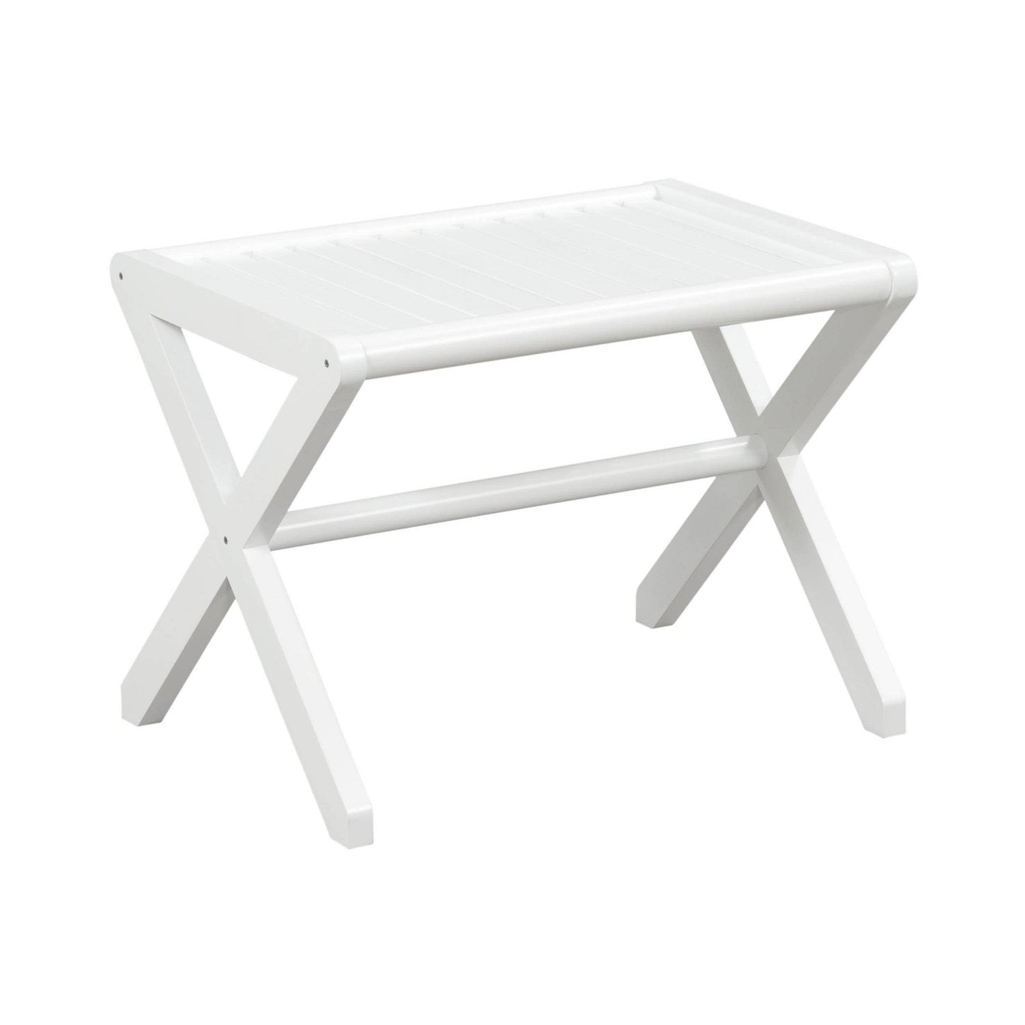 Ridge Home Goods Abingdon Solid Birch Wood Large Stool, White