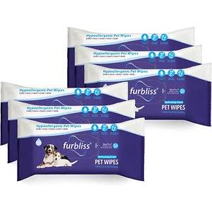 Vetnique Labs Furbliss Hygienic Pet Wipes Cleansing Deodorizing Hypoallergenic Dog Cat Wipes, 100 Count, Case of