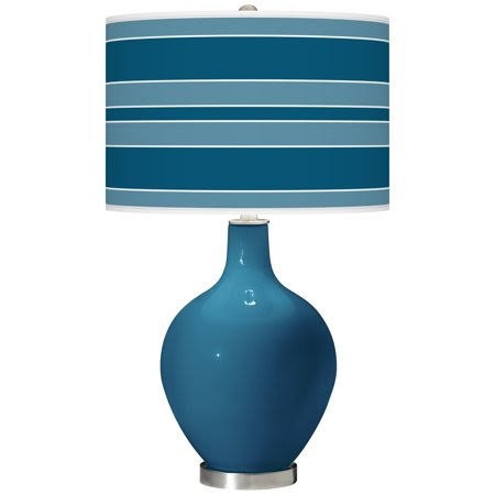 Color + Plus Bosporus Bold Stripe OVO Table Lamp, Blue