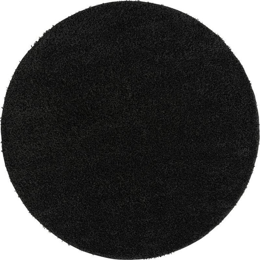 Everyday Shag 6 ft Round Black Area Rug