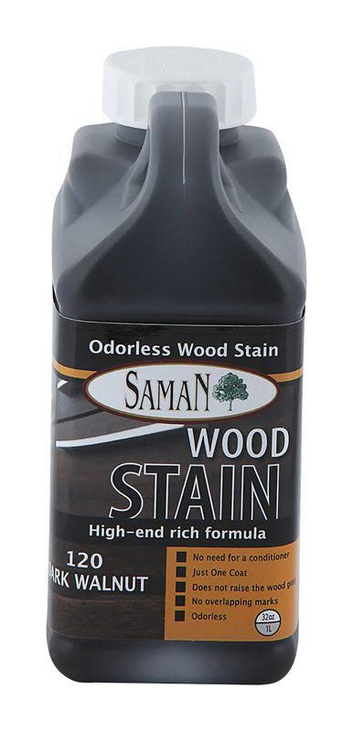 Saman Semi-Transparent Dark Walnut Water-Based Wood Stain 32 oz. - Case Of: 12