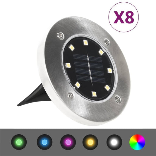 vidaXL Solar Ground Lights 8 Pcs LED Lights RGB Color 315695