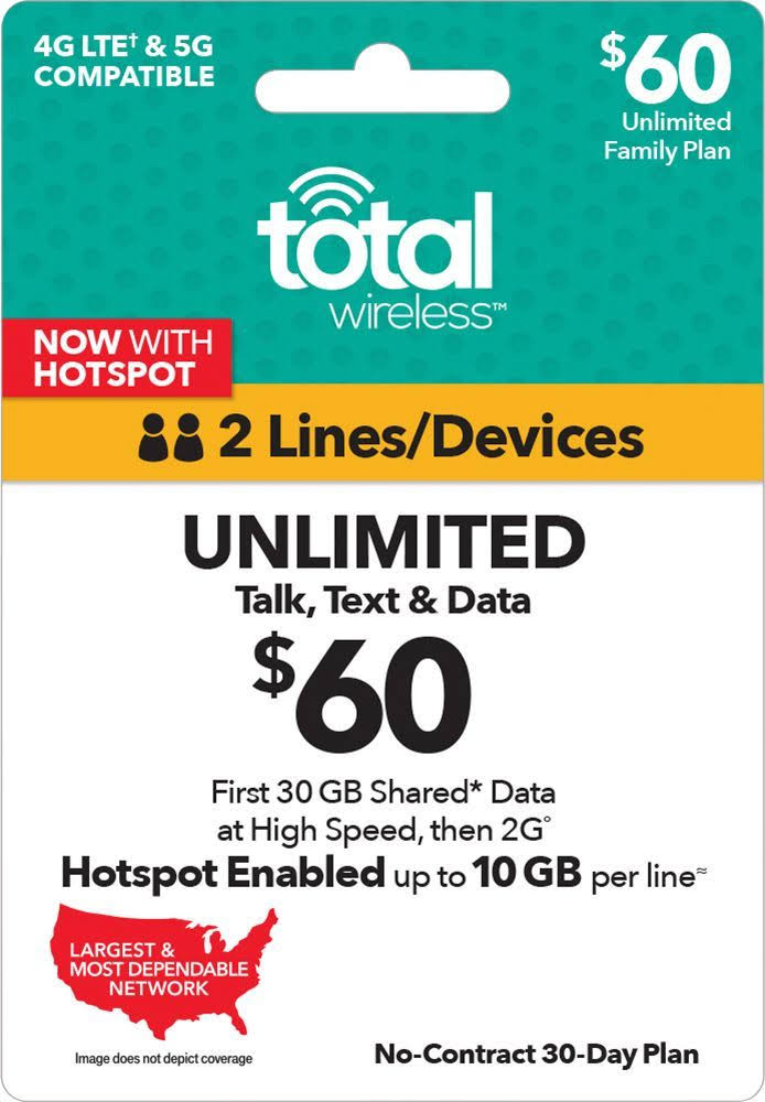 Total Wireless - Unlimited Family 30-Day Plan Card