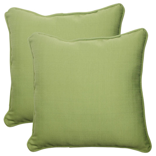 Pillow Perfect Outdoor Forsyth Corded Throw Pillow, 18.5-Inch, Green, Set of 2