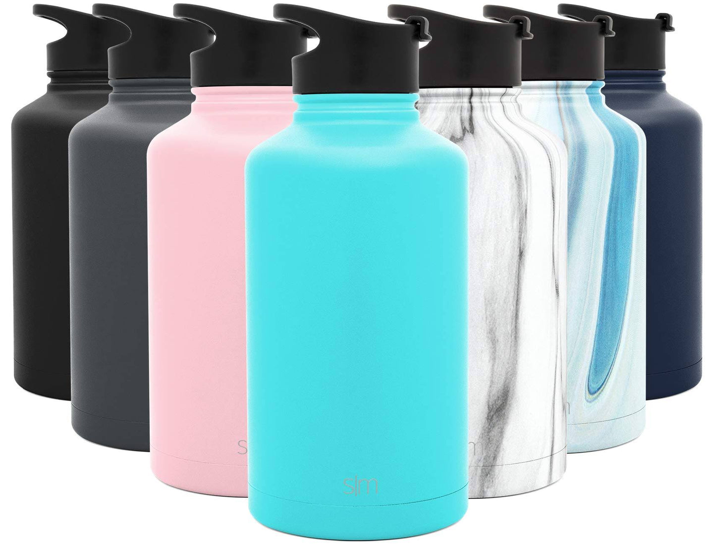 Simple Modern 64 Ounce Summit Water Bottle - Stainless Steel Half Gallon Flask +2 Lids - Wide Mouth Double Wall Vacuum Insulated