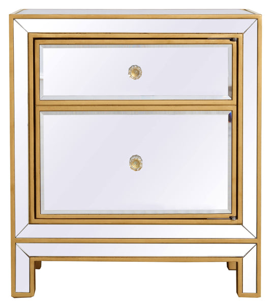 Elegant Reflexion Nightstand with 1 Door - Antique Gold - MF72016G