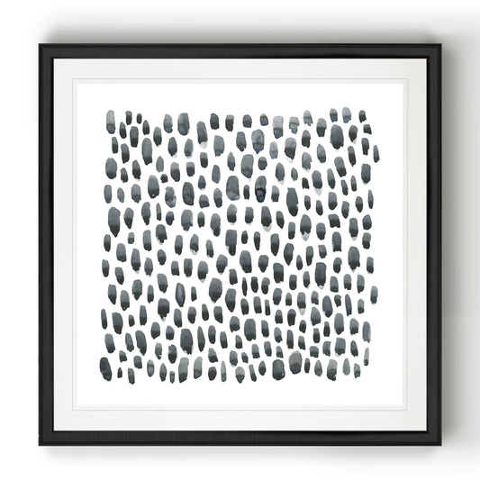 Blue Grey Tessera II -Black Framed Print - 30 x 30 Black