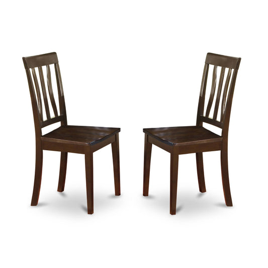 East West Furniture Set of 2 Chairs Anc-cap-w Antique Kitchen Chair Wood Seat with Cappuccino Finish