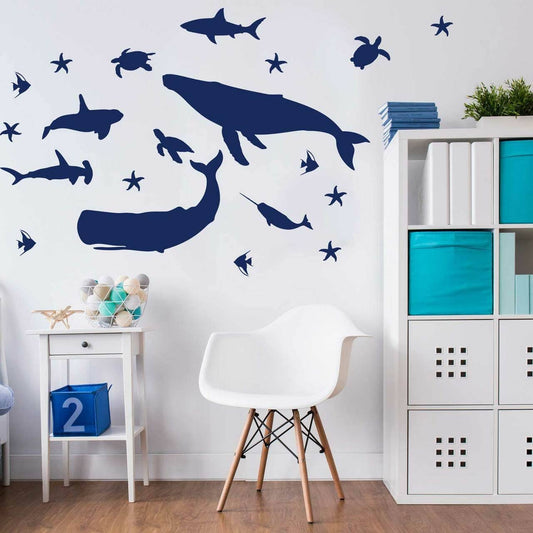 Sealife Silhouette Wall Decal Sticker Set by Chromantics