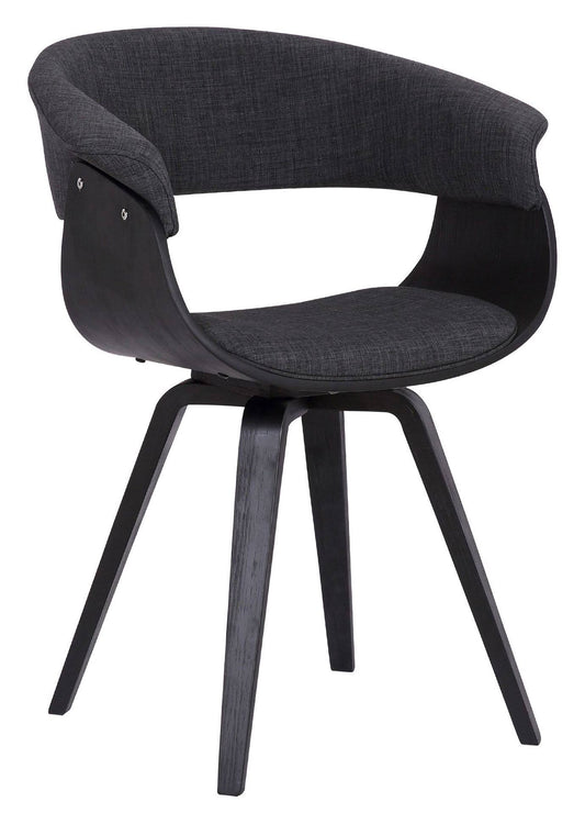 Armen Living Summer Contemporary Dining Chair in Black Brush Wood Finish and Charcoal Fabric