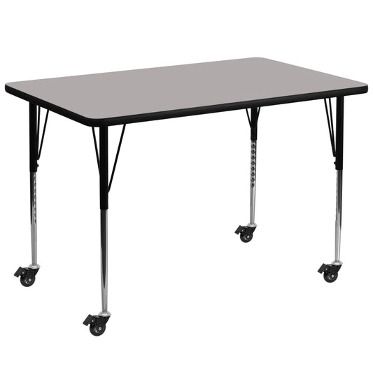 Flash Furniture Mobile 36W x 72l Rectangular Grey HP Laminate Activity Table