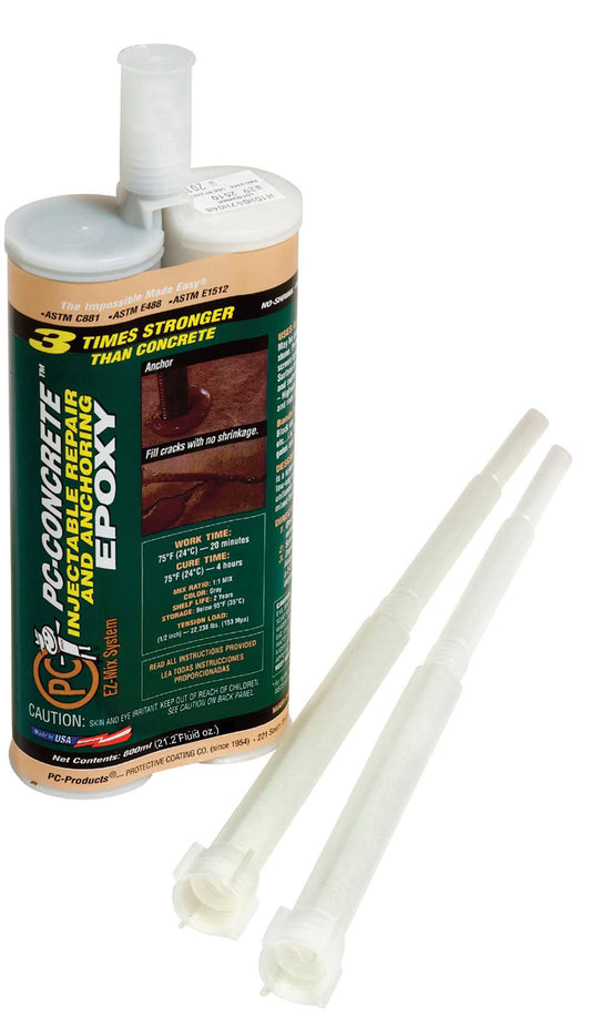 PC Products 70222 PC-Concrete Two-Part Epoxy Adhesive Paste for Anchoring and Crack Repair, 21.2 oz Cartridge, Gray