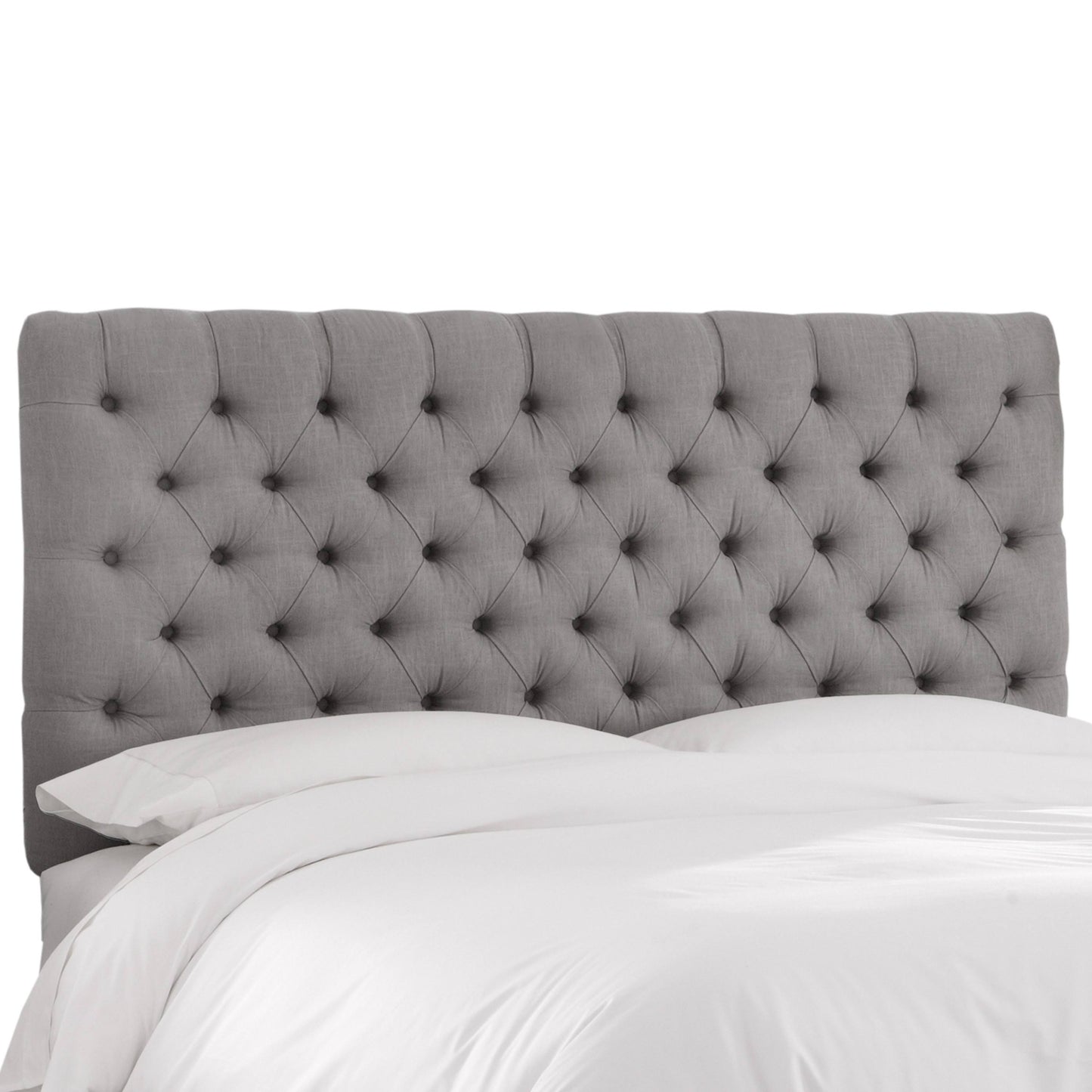 Skyline Diamond Tufted Linen Upholstered Headboard Gray, Size King