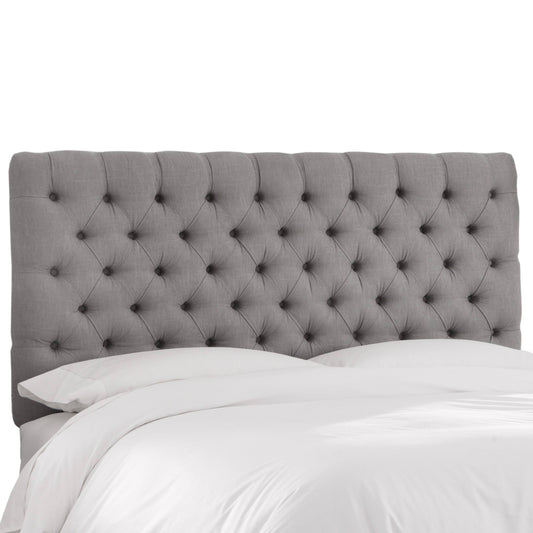 Skyline Diamond Tufted Linen Upholstered Headboard Gray, Size King