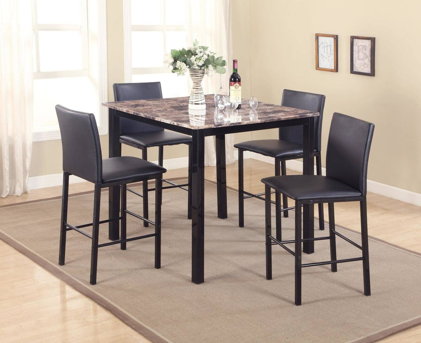 Crown Mark Aiden Black 5pc Counter Height Dinette Set